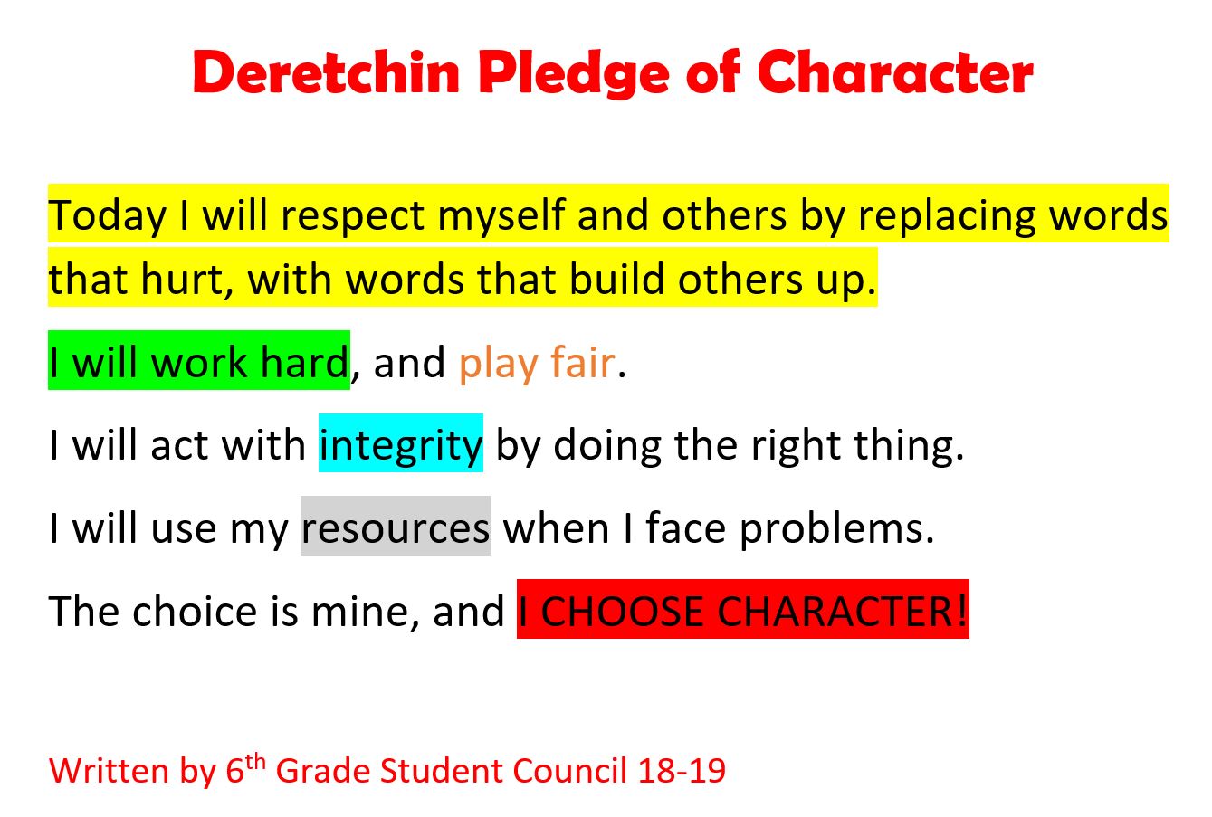 Deretchin Pledge of Character